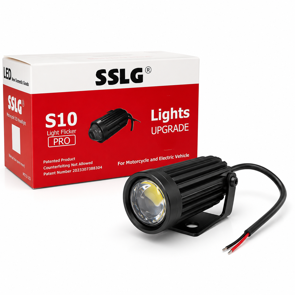 چراغ کمکی LED موتور سیکلت SSLG مدل S10 Light Flicker Pro سفید، زرد و فلاشر